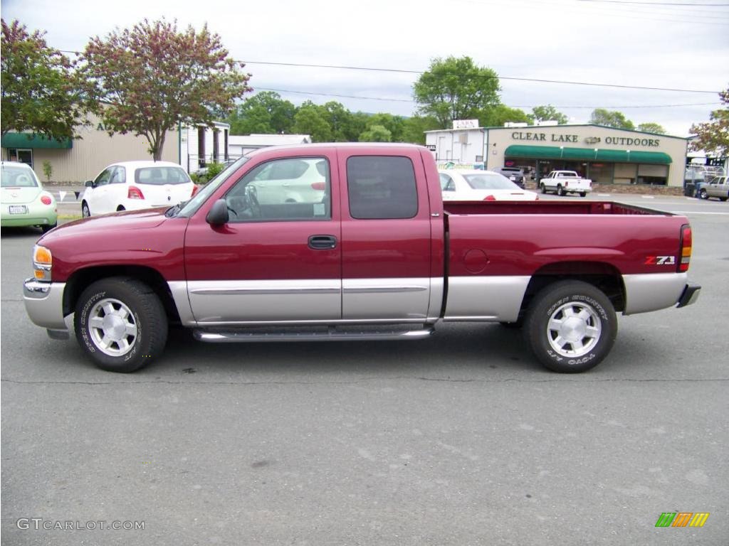 2005 Sierra 1500 SLE Extended Cab 4x4 - Sport Red Metallic / Pewter photo #2