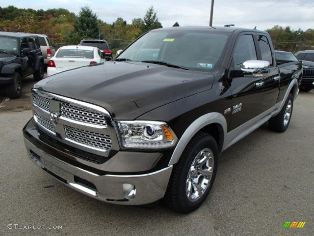 2014 1500 Laramie Quad Cab 4x4 - Black Gold Pearl Coat / Black photo #2