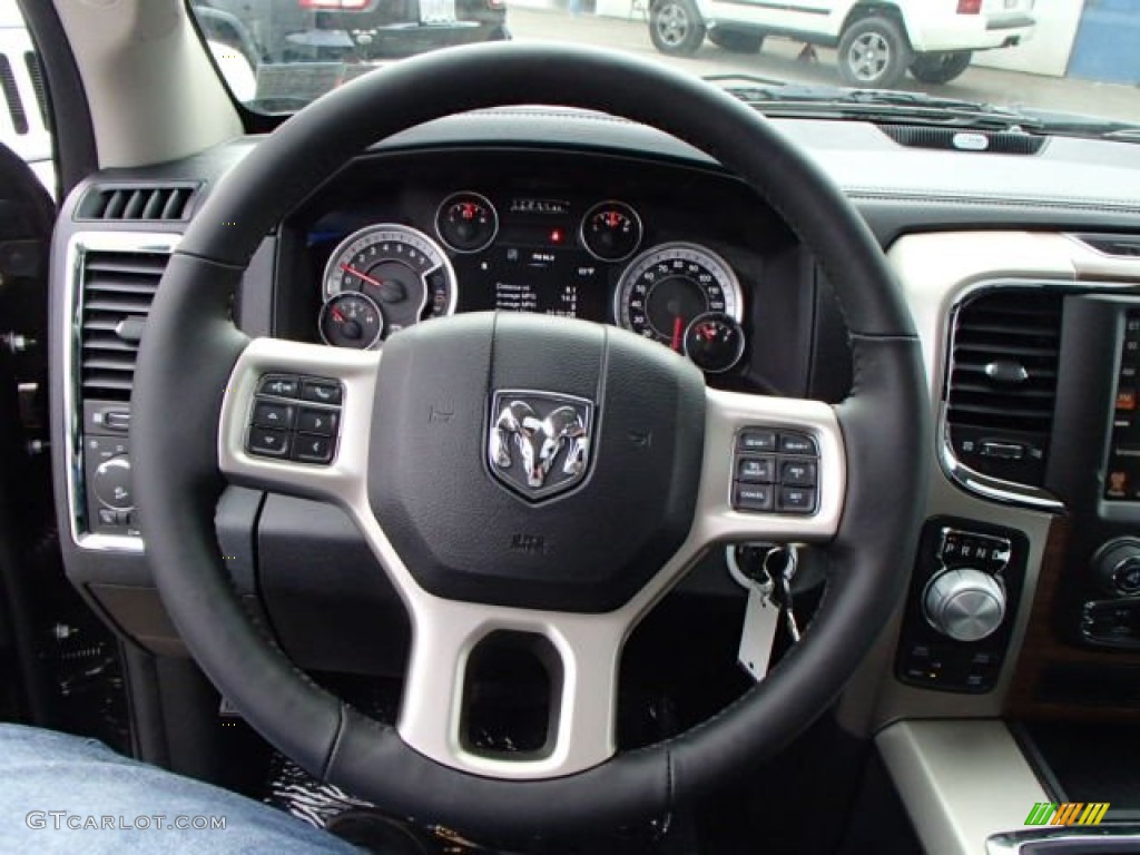 2014 1500 Laramie Quad Cab 4x4 - Black Gold Pearl Coat / Black photo #19