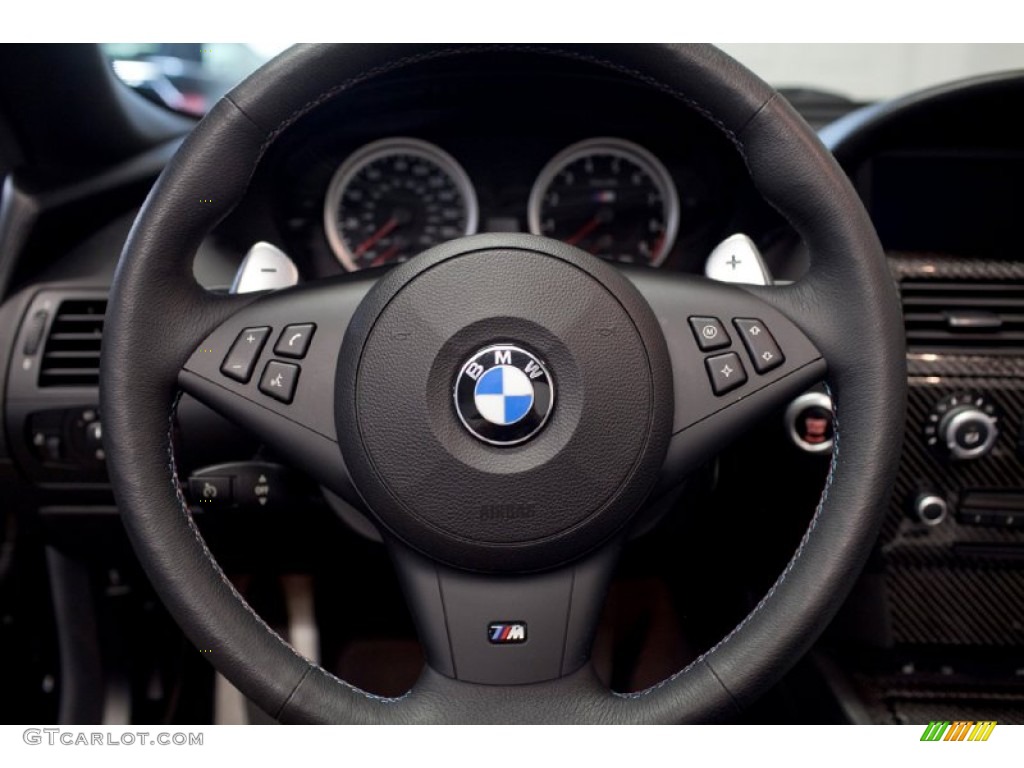 2009 BMW M6 Convertible Black Merino Leather Steering Wheel Photo #86758494