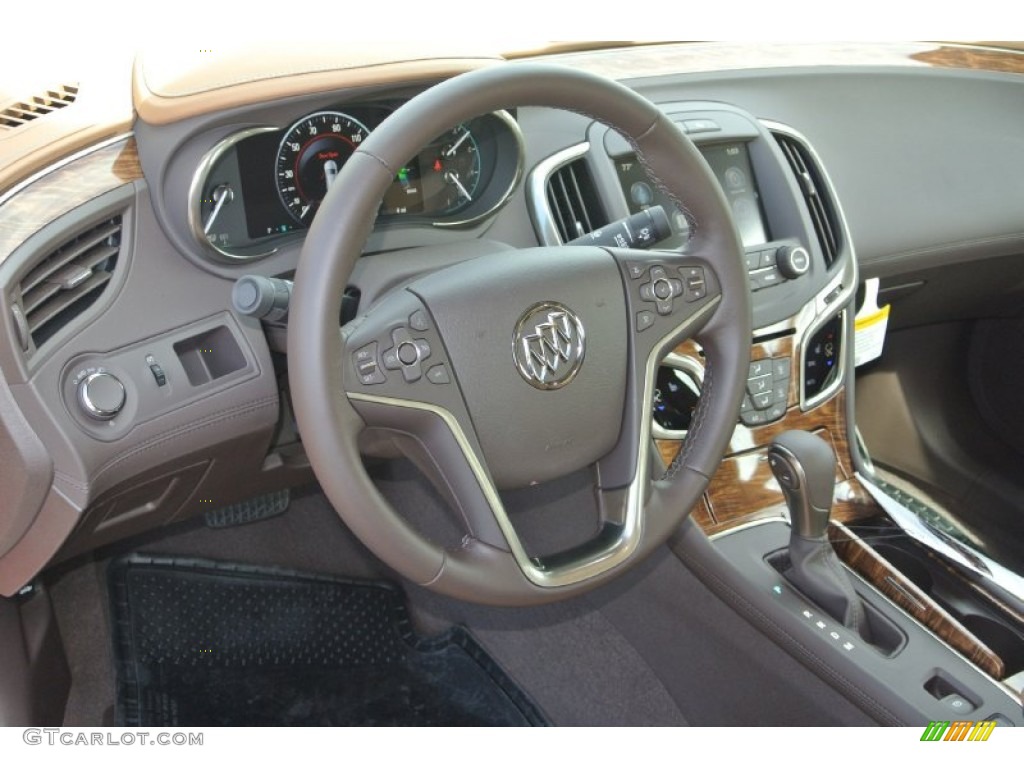 2014 Buick LaCrosse Leather Choccachino Steering Wheel Photo #86770826