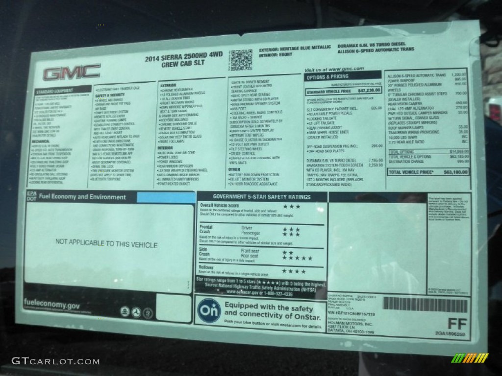2014 GMC Sierra 2500HD SLT Crew Cab 4x4 Window Sticker Photo #86775606
