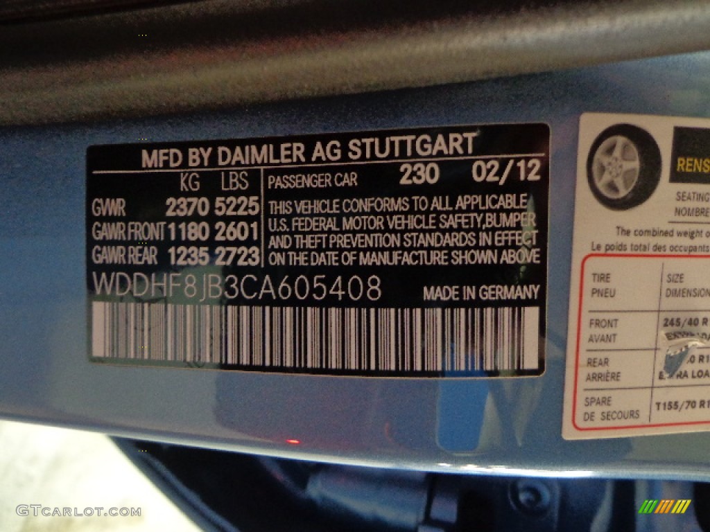 2012 Mercedes-Benz E 350 4Matic Sedan Color Code Photos