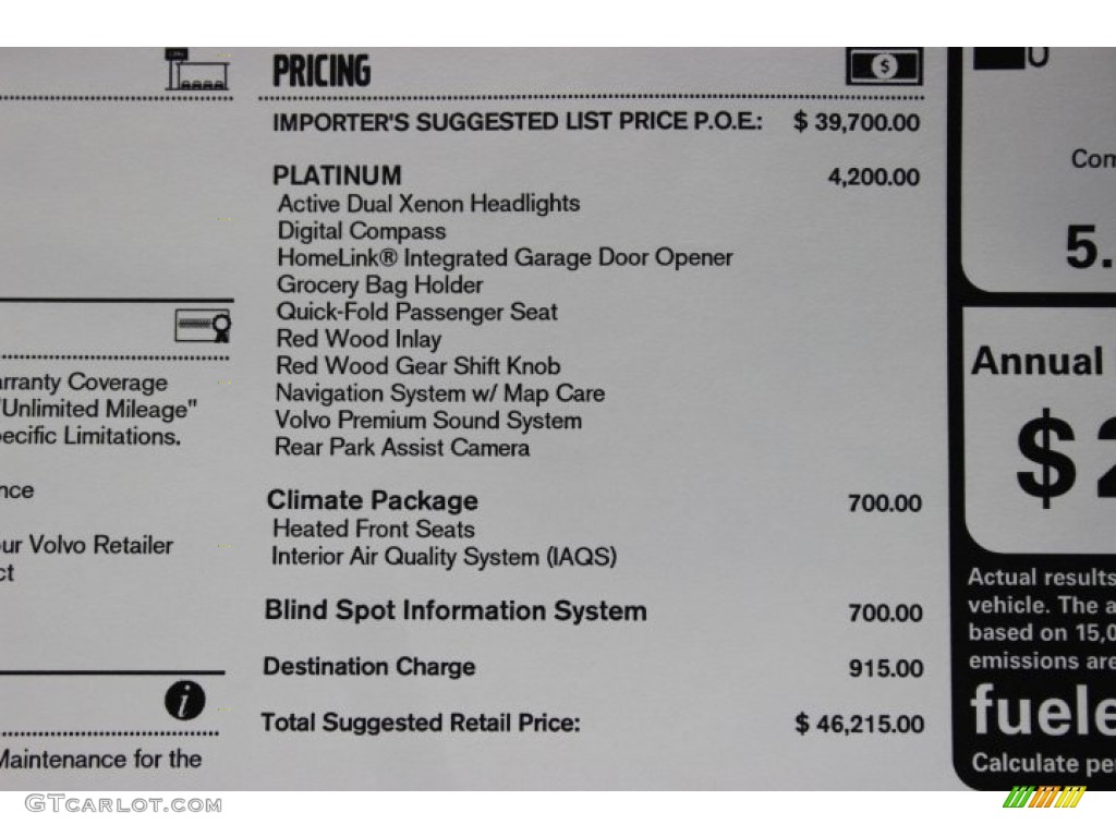 2014 Volvo XC90 3.2 Window Sticker Photo #86796024