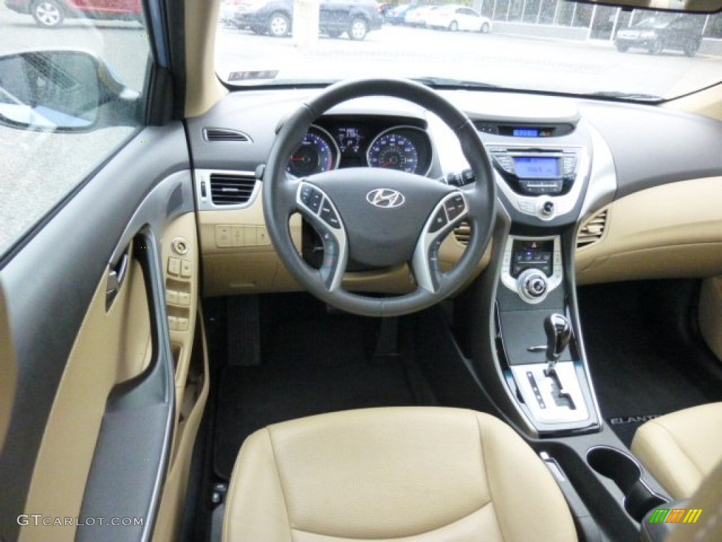 2012 Elantra Limited - Blue Sky Metallic / Beige photo #14
