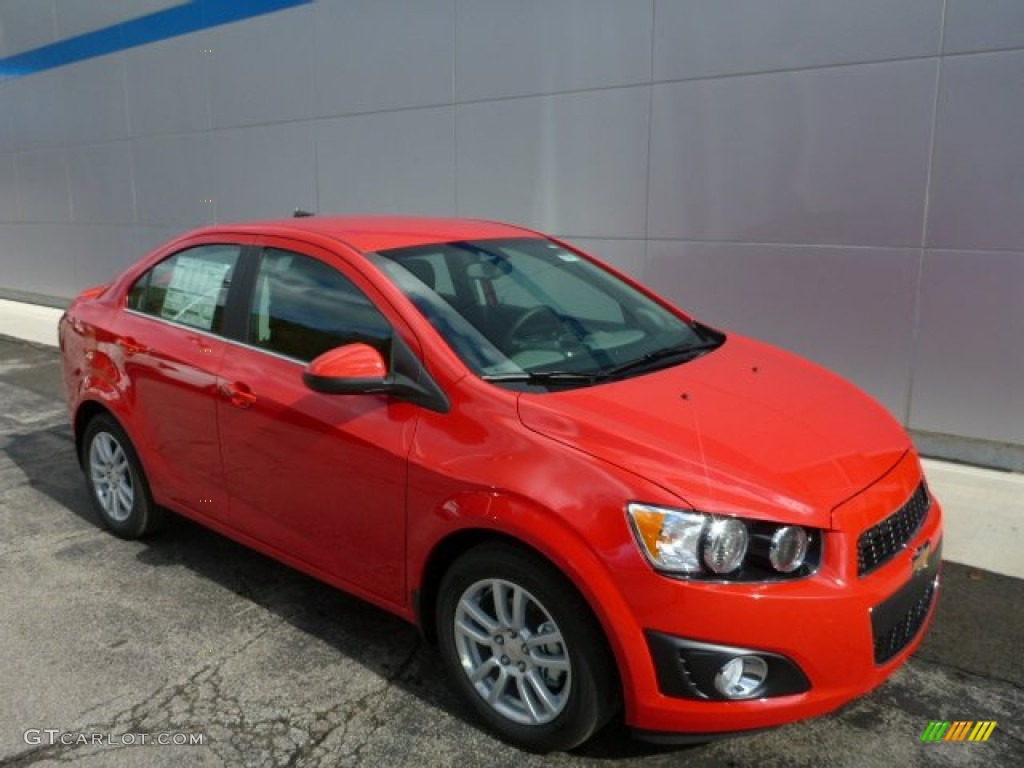 2014 Sonic LT Sedan - Red Hot / Jet Black/Dark Titanium photo #1