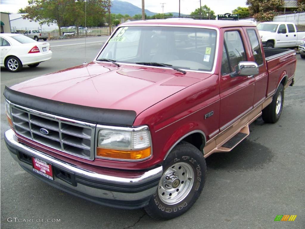 1995 F150 Eddie Bauer Extended Cab - Electric Currant Red Pearl / Beige photo #1