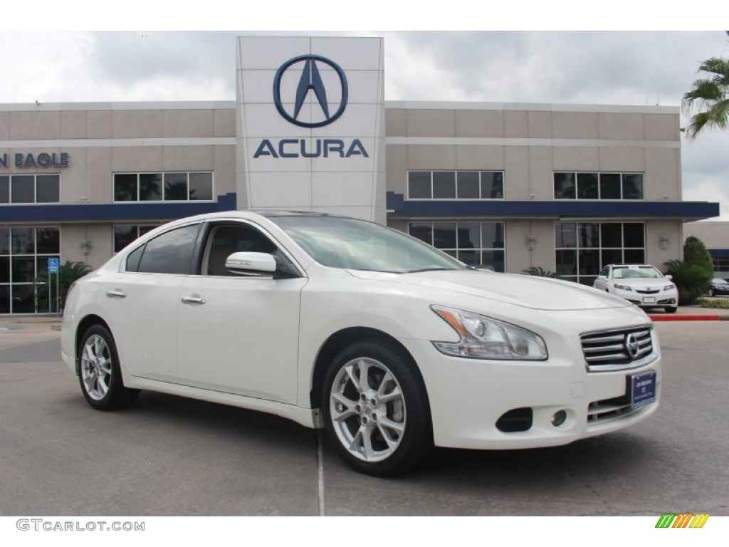 2012 Maxima 3.5 SV Premium - Winter Frost White / Cafe Latte photo #1