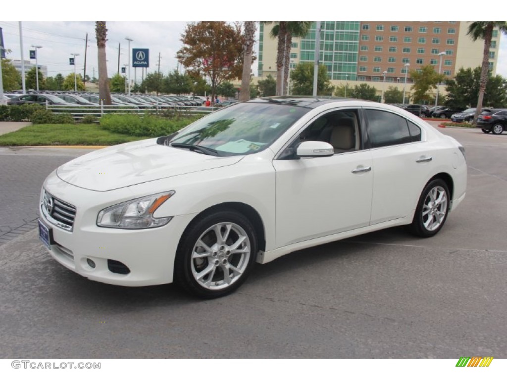 2012 Maxima 3.5 SV Premium - Winter Frost White / Cafe Latte photo #2