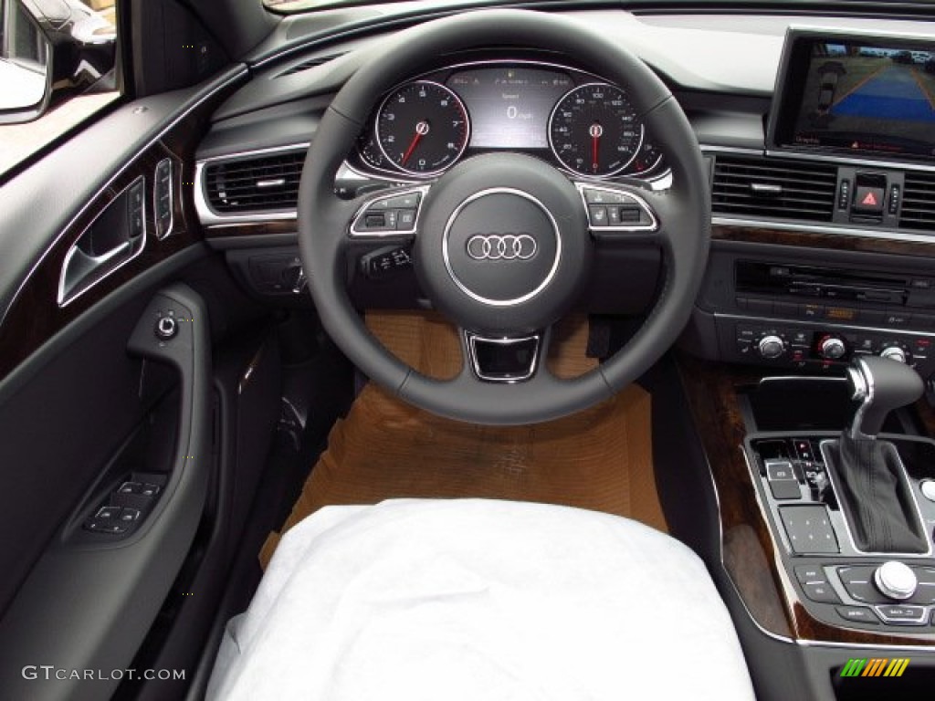 2014 Audi A6 2.0T quattro Sedan Black Steering Wheel Photo #86827676