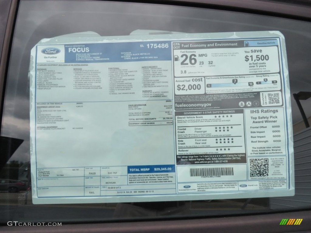 2014 Ford Focus ST Hatchback Window Sticker Photo #86829497