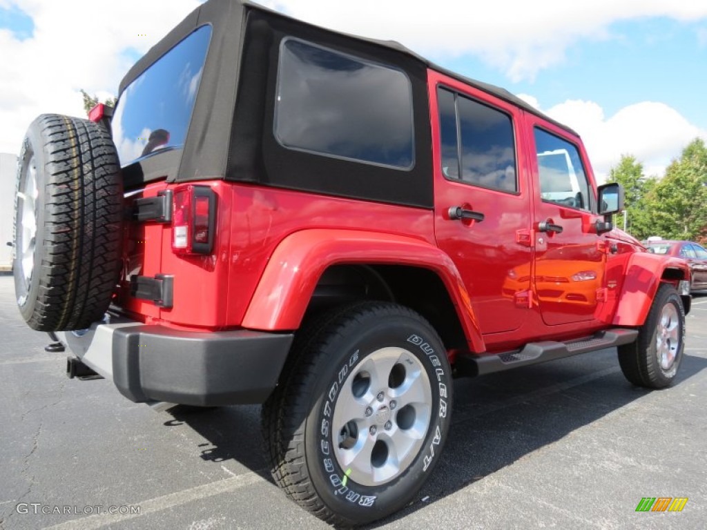 Flame Red 2014 Jeep Wrangler Unlimited Sahara 4x4 Exterior Photo #86832293