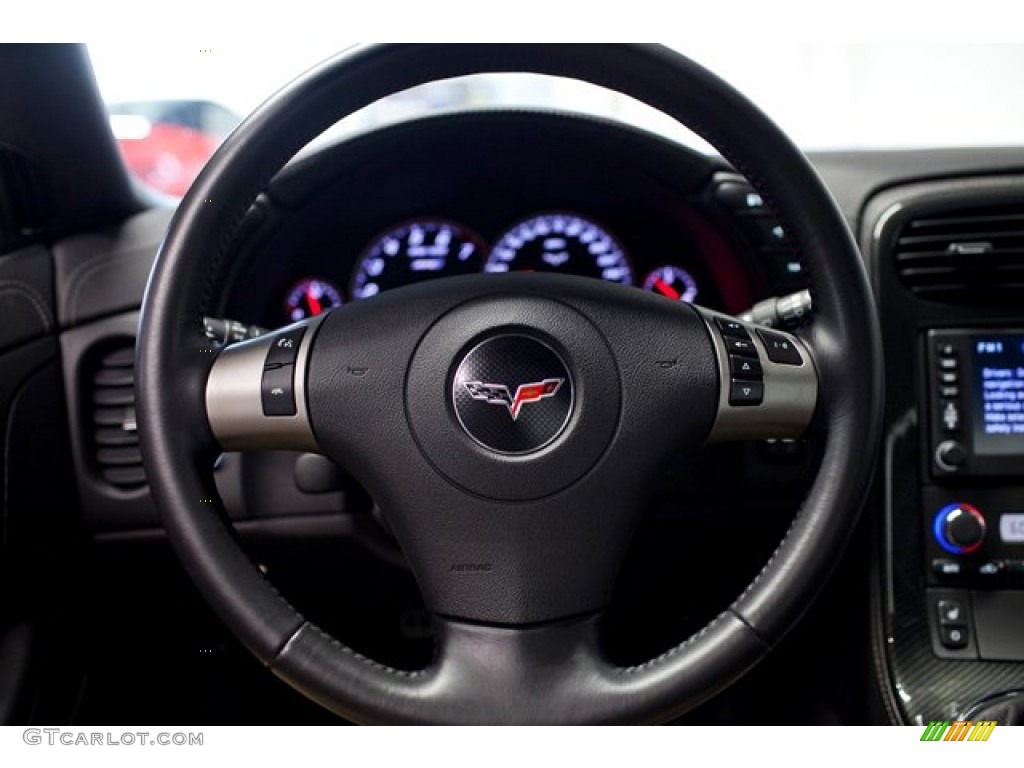 2010 Chevrolet Corvette ZR1 Ebony Black Steering Wheel Photo #86837060