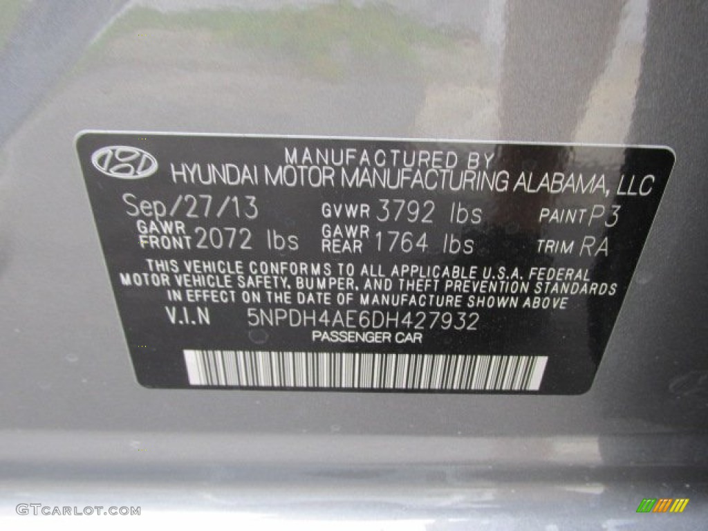 2013 Elantra GLS - Harbor Gray Metallic / Gray photo #15