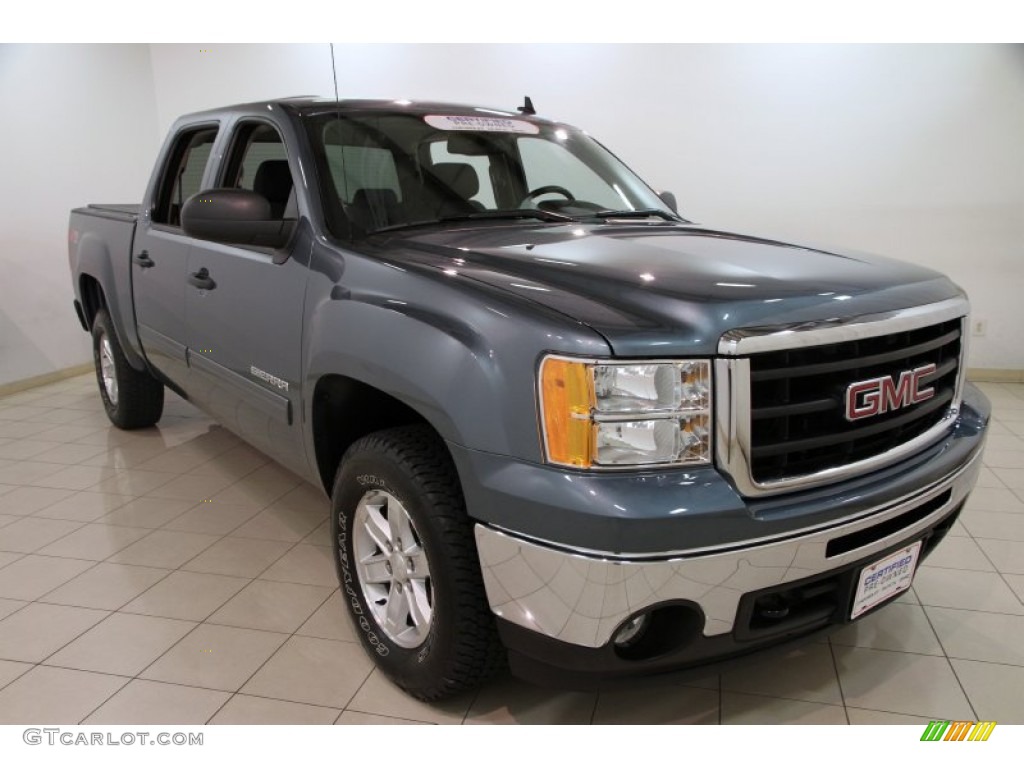 2011 Sierra 1500 SLE Crew Cab 4x4 - Stealth Gray Metallic / Ebony photo #1