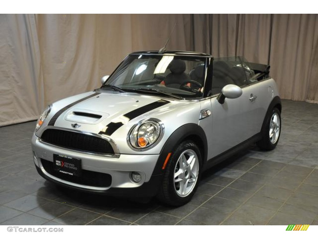 2010 Cooper S Convertible - Pure Silver Metallic / Rooster Red Leather/Carbon Black photo #1
