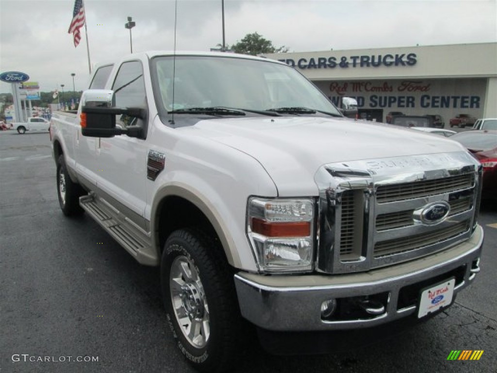 2010 F250 Super Duty Lariat Crew Cab 4x4 - White Platinum Tri-Coat / Medium Stone photo #1