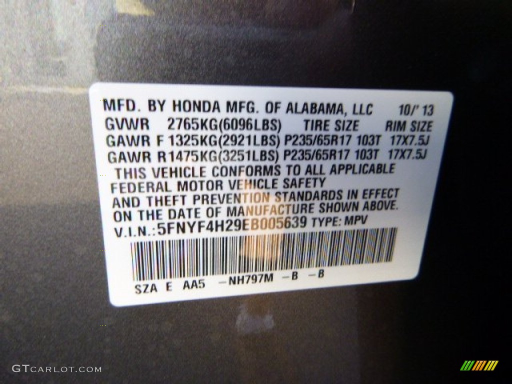 2014 Pilot LX 4WD - Modern Steel Metallic / Gray photo #19