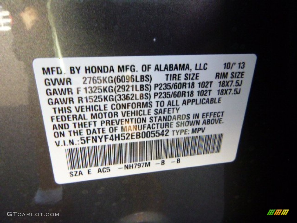 2014 Pilot EX-L 4WD - Modern Steel Metallic / Gray photo #19