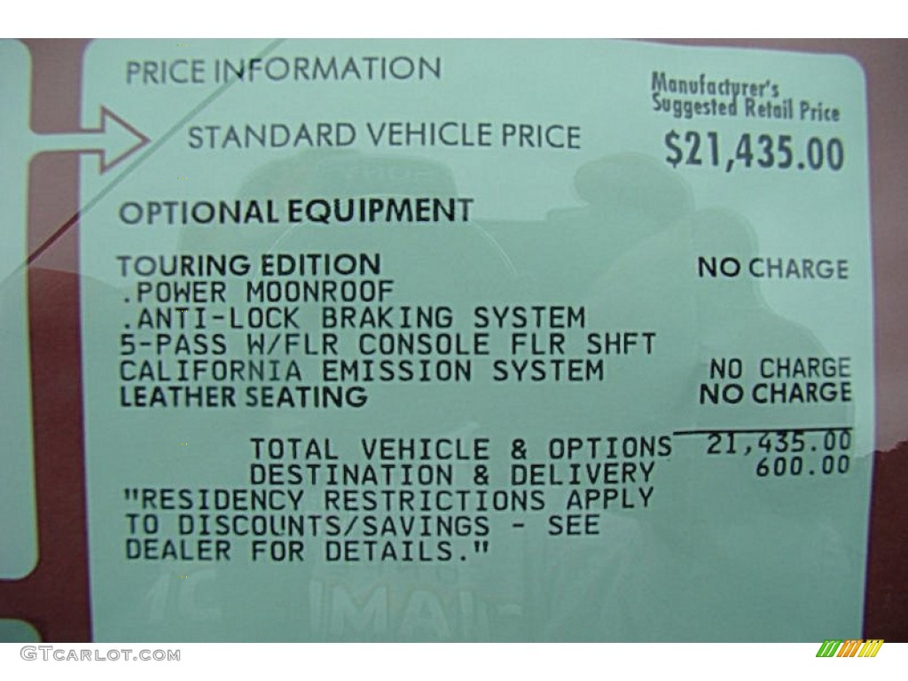 2000 Mercury Sable LS Premium Sedan Window Sticker Photo #86862444