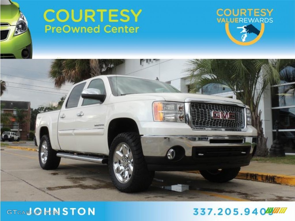 2012 Sierra 1500 SLT Crew Cab 4x4 - White Diamond Tricoat / Very Dark Cashmere/Light Cashmere photo #1