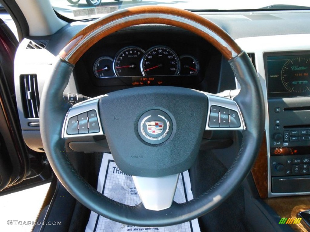 2009 Cadillac STS 4 V8 AWD Ebony Steering Wheel Photo #86887857