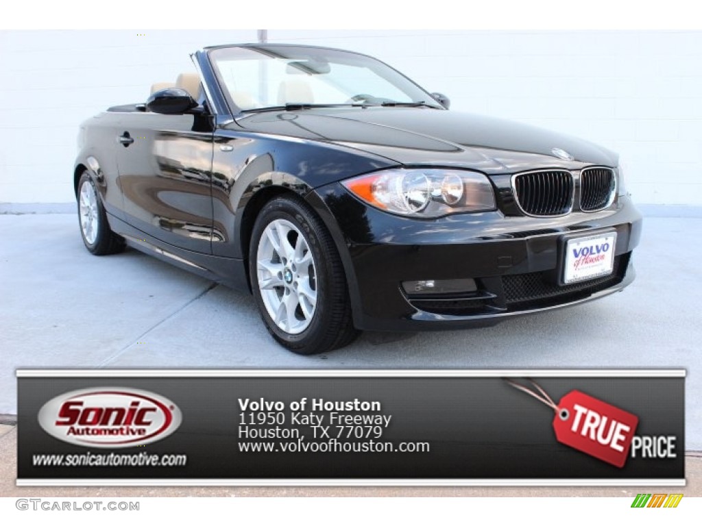 2008 1 Series 128i Convertible - Jet Black / Taupe photo #1