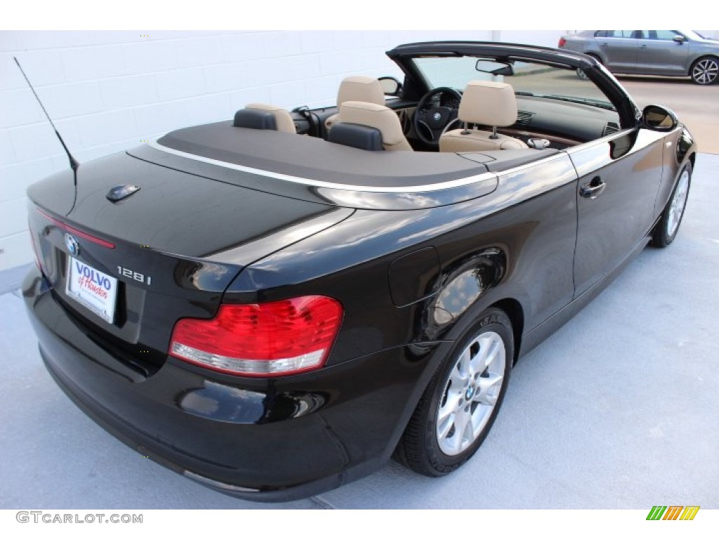 2008 1 Series 128i Convertible - Jet Black / Taupe photo #7