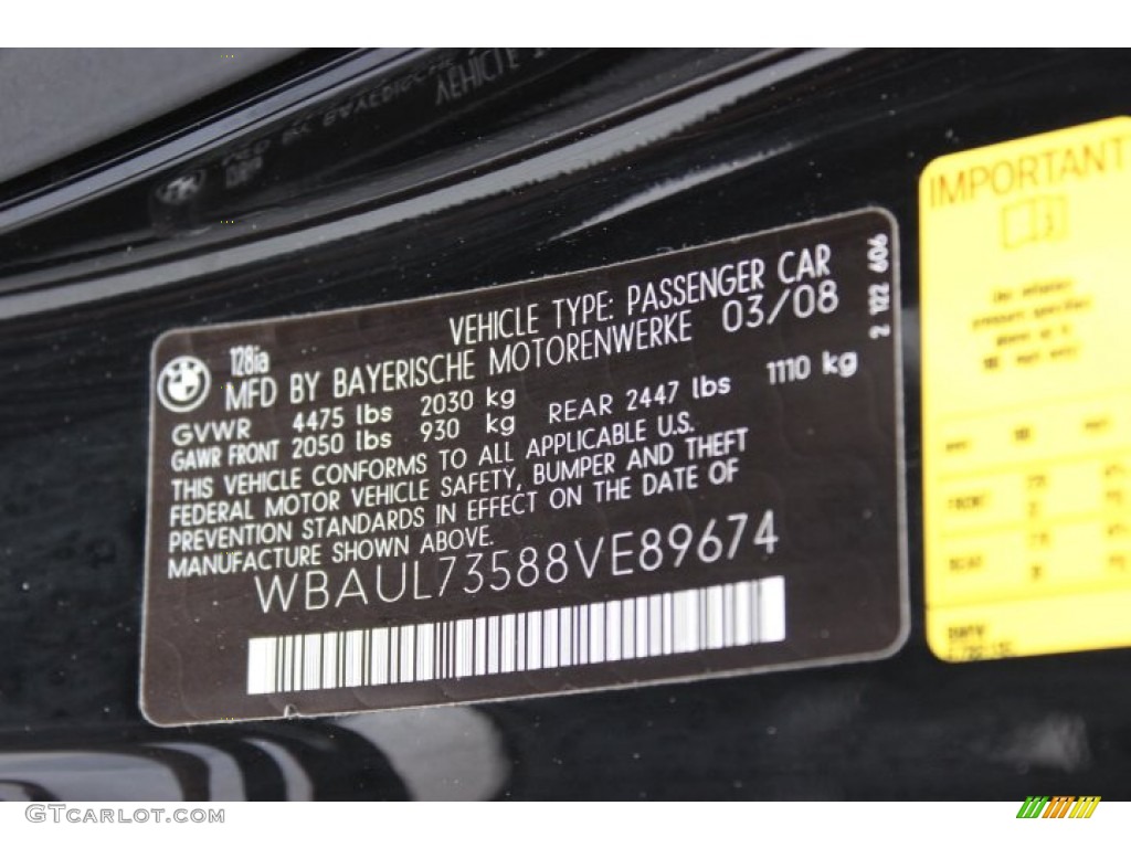 2008 1 Series 128i Convertible - Jet Black / Taupe photo #39