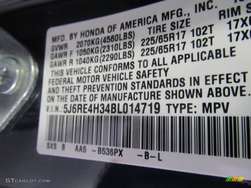 2011 CR-V LX 4WD - Royal Blue Pearl / Gray photo #14