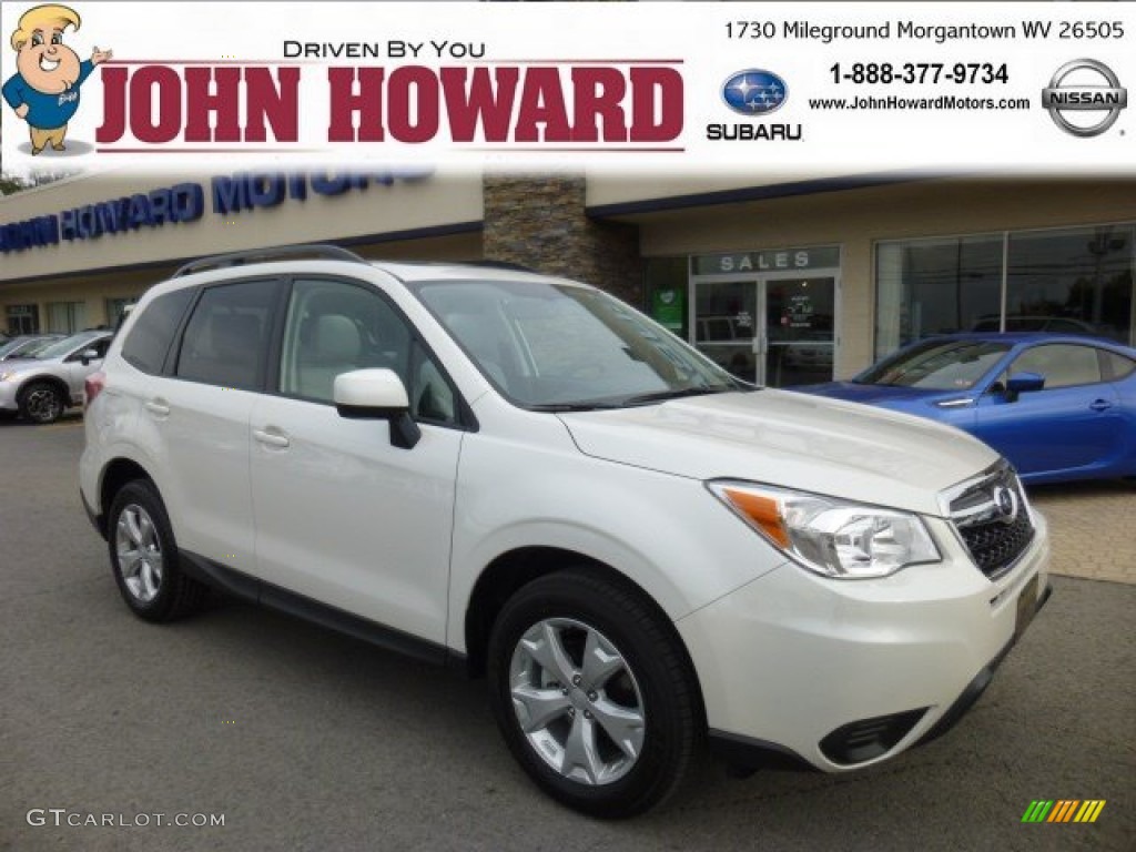 2014 Forester 2.5i Premium - Satin White Pearl / Platinum photo #1