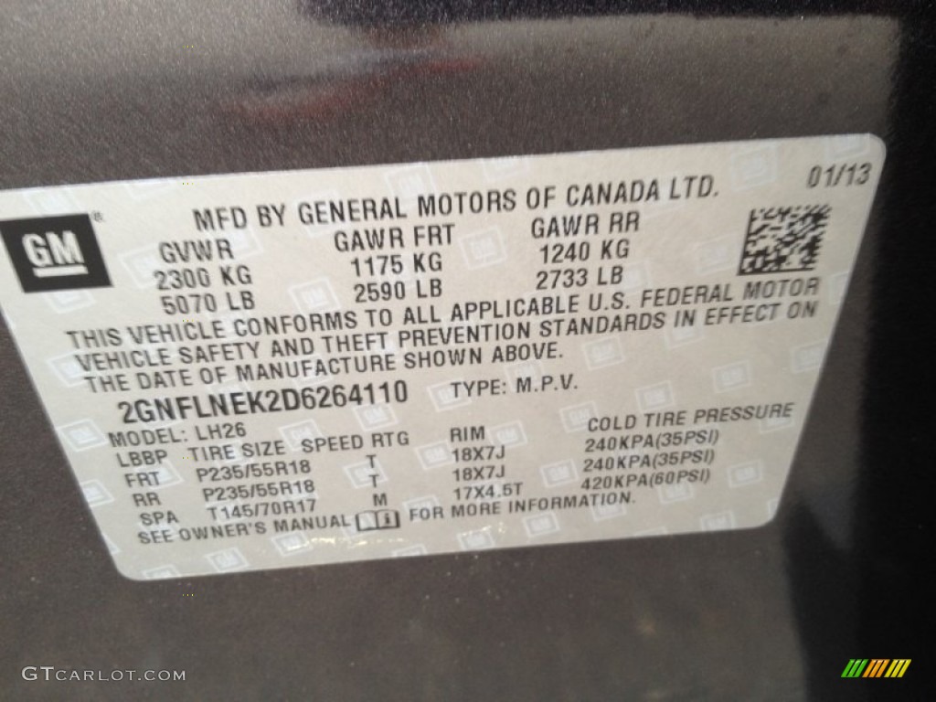 2013 Equinox LT AWD - Ashen Gray Metallic / Jet Black photo #9