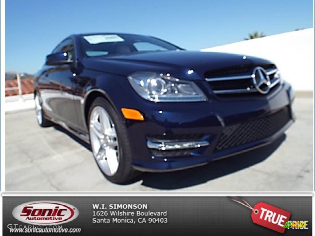 2014 C 350 Coupe - Lunar Blue Metallic / Ash/Black photo #1