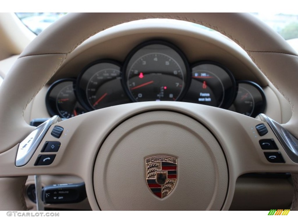 2014 Porsche Cayenne Standard Cayenne Model Luxor Beige Steering Wheel Photo #86909890