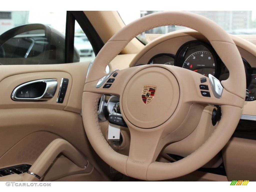 2014 Porsche Cayenne Standard Cayenne Model Luxor Beige Steering Wheel Photo #86910862