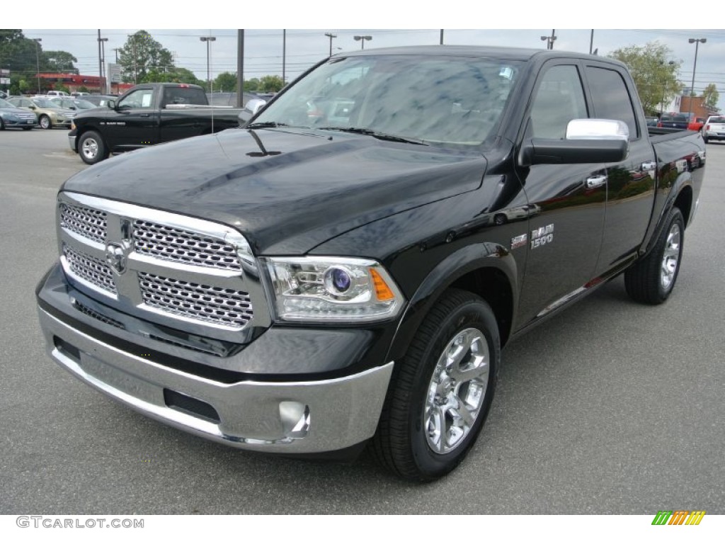 2014 1500 Laramie Crew Cab 4x4 - Black / Canyon Brown/Light Frost Beige photo #1