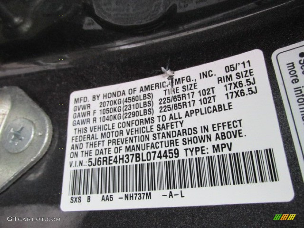 2011 CR-V LX 4WD - Polished Metal Metallic / Black photo #19