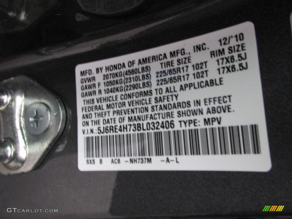 2011 CR-V EX-L 4WD - Polished Metal Metallic / Black photo #19