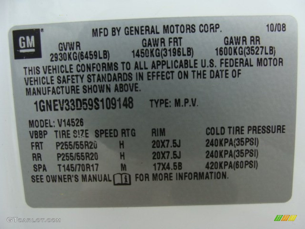 2009 Traverse LTZ AWD - Summit White / Light Gray/Ebony photo #15