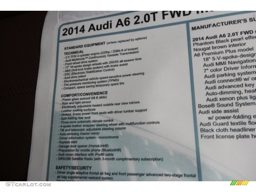 2014 Audi A6 2.0T Sedan Window Sticker Photo #86927671