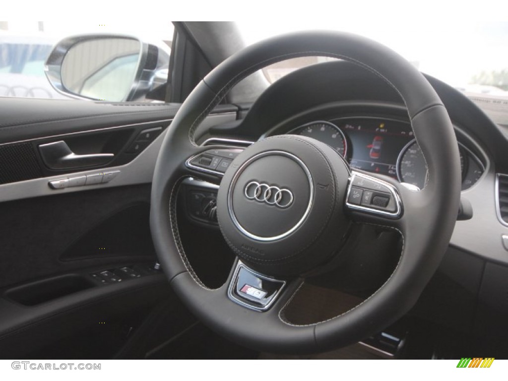 2014 Audi S8 quattro S Black Steering Wheel Photo #86929673