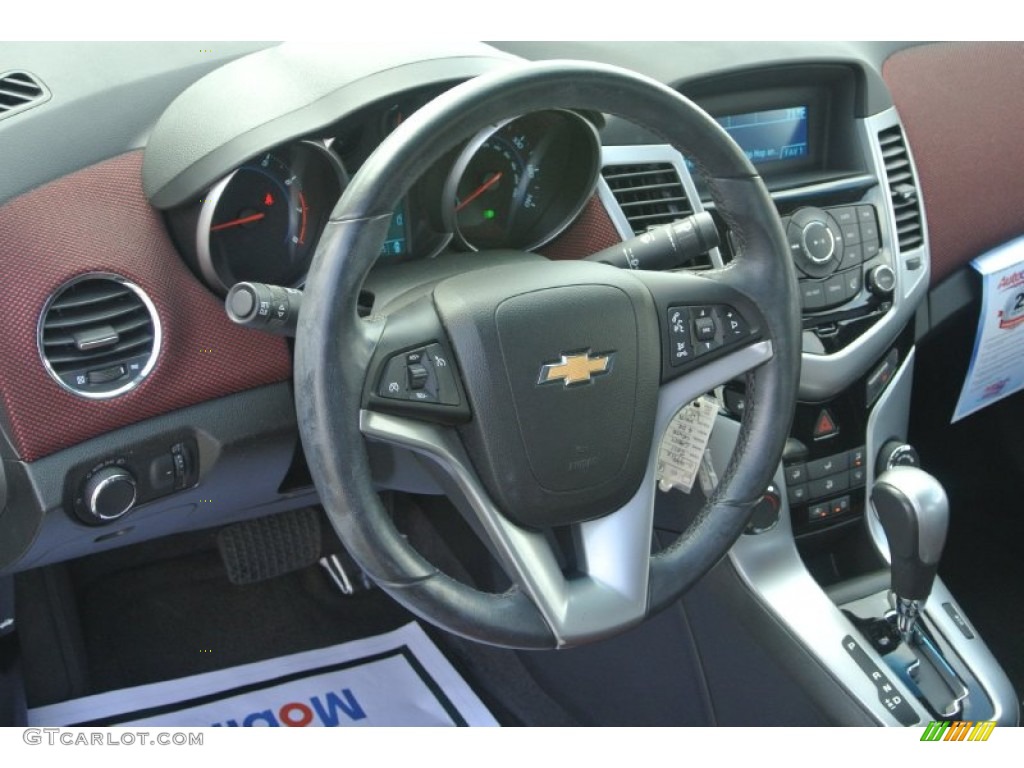2011 Chevrolet Cruze ECO Jet Black/Sport Red Steering Wheel Photo #86929835