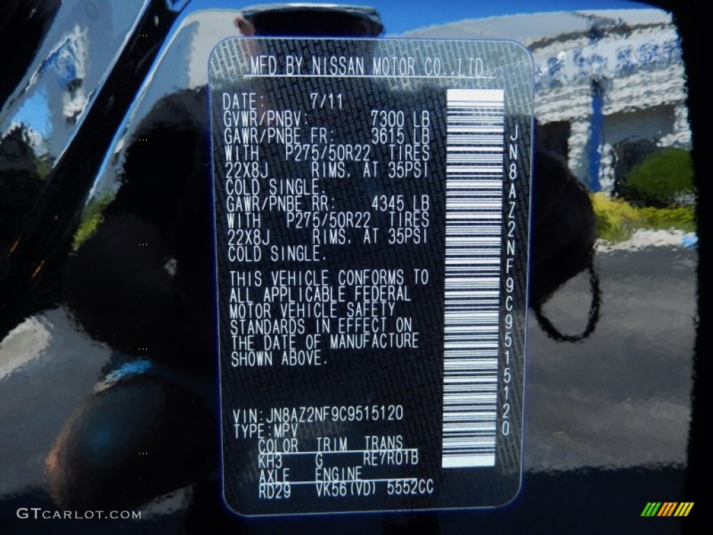 2012 QX Color Code KH3 for Black Obsidian Photo #86933068