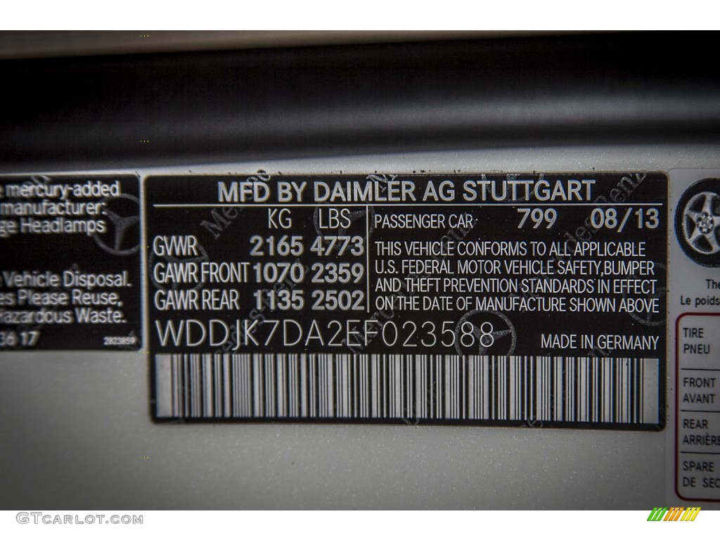 2014 SL Color Code 799 for Diamond White Metallic Photo #86942191