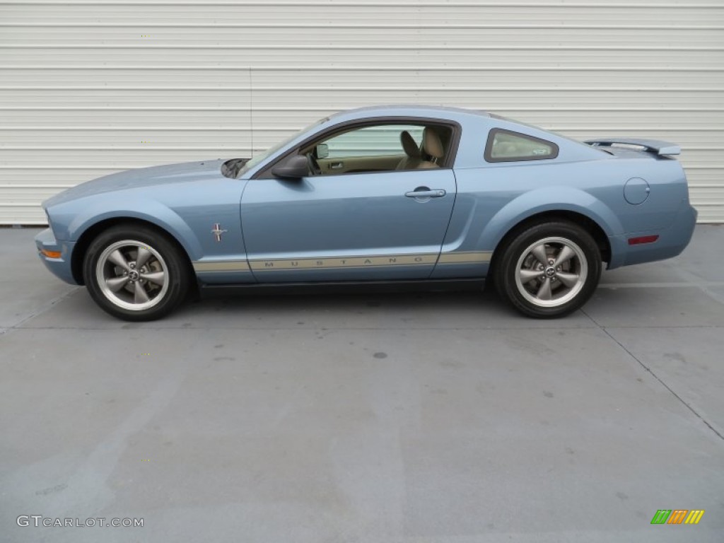 2006 Mustang V6 Premium Coupe - Windveil Blue Metallic / Light Parchment photo #6