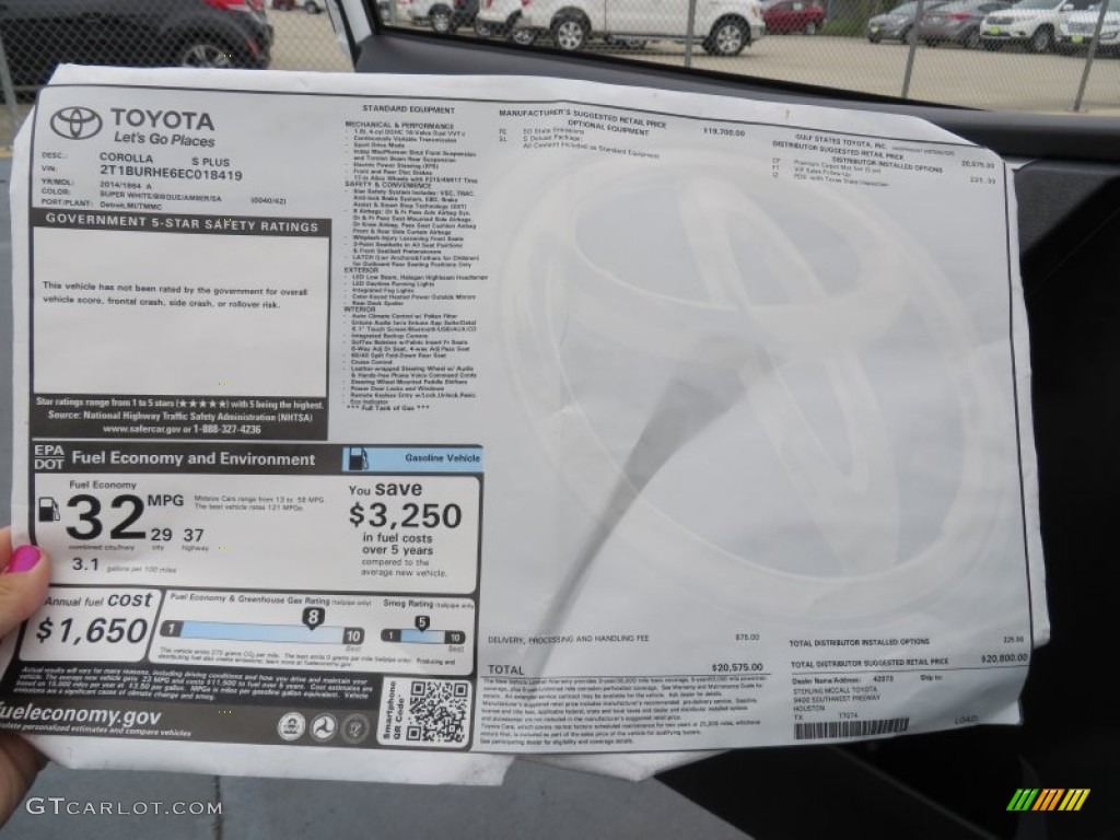 2014 Corolla S - Super White / Amber photo #33