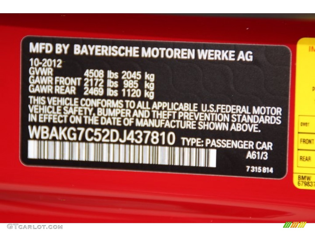 2013 BMW 3 Series 335i Coupe Color Code Photos