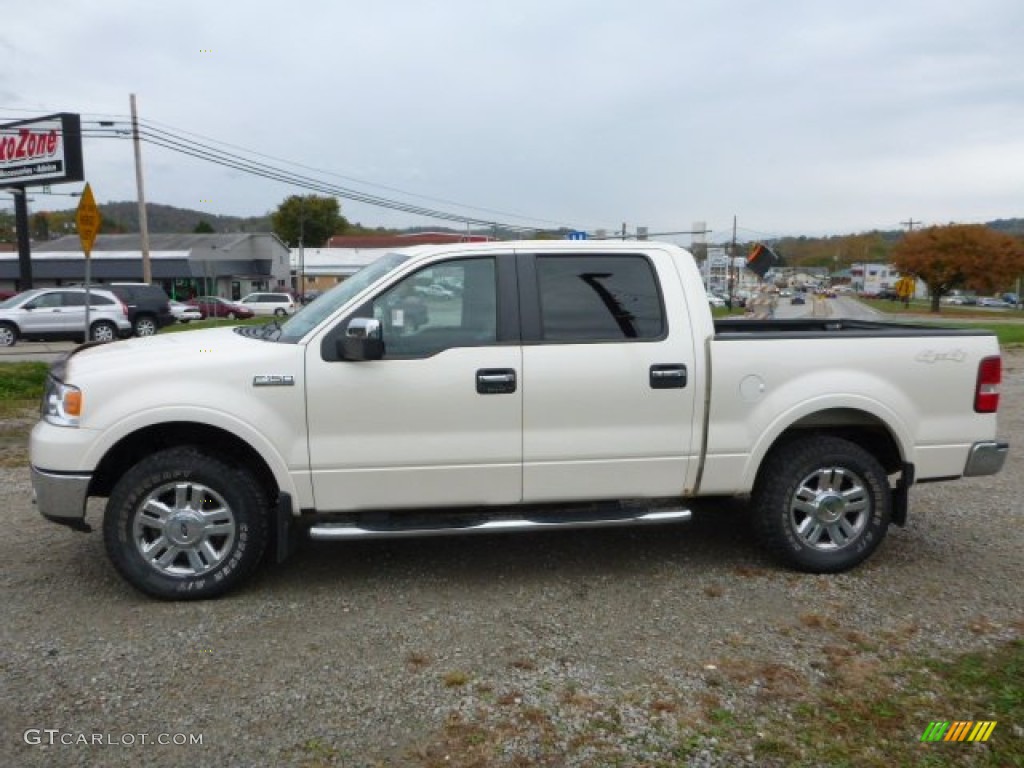 2008 F150 Lariat SuperCrew 4x4 - White Sand Tri-Coat / Black photo #2