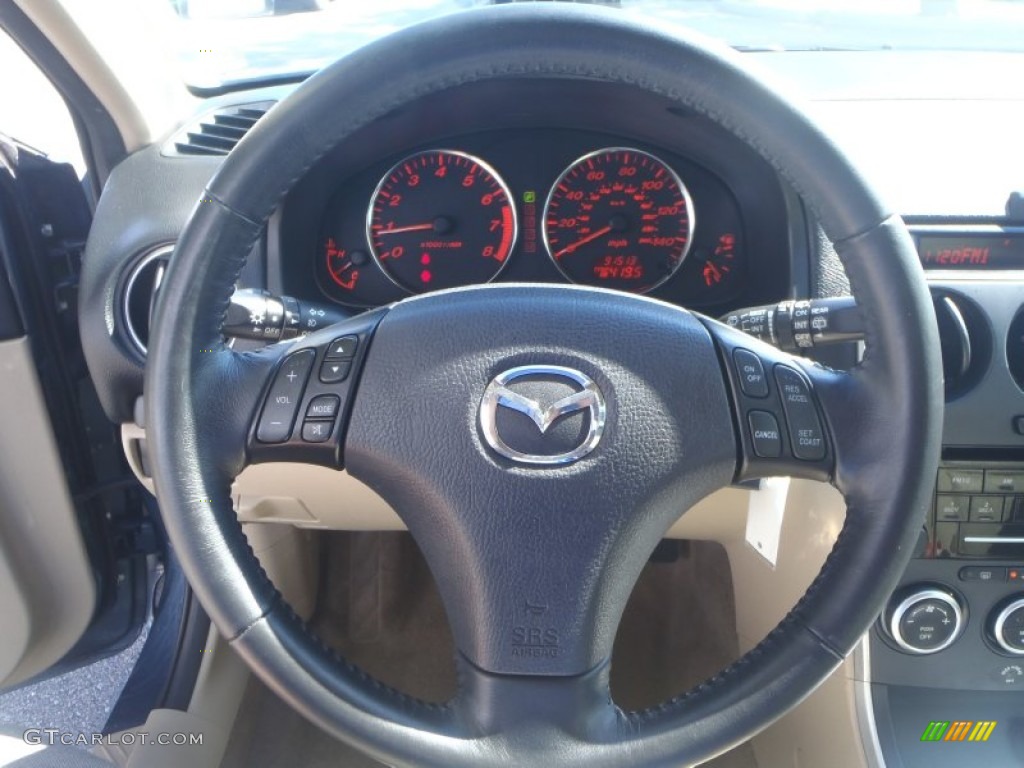 2006 Mazda MAZDA6 s Grand Touring Wagon Beige Steering Wheel Photo #86983436