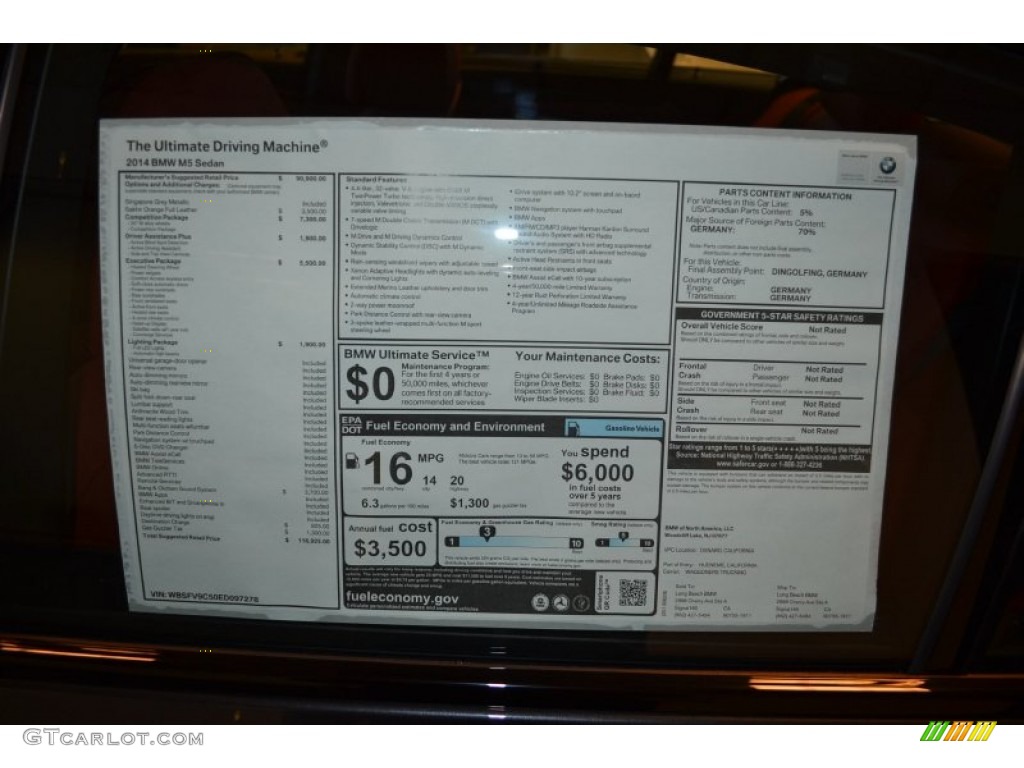 2014 BMW M5 Sedan Window Sticker Photo #86988254